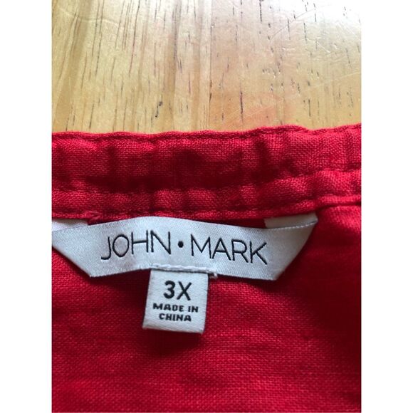 John Mark Scottsdale Classic Red LINEN/LACE Embroidered Blouse Tunic S Bell Slee - Picture 15 of 16